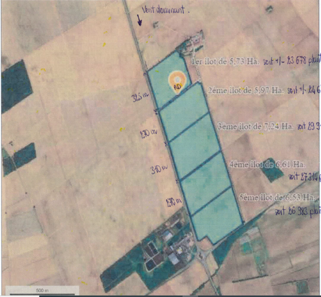 Plan de la parcelle et position du diffuseur